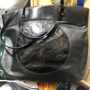 Coach Black Leather Tote Bag